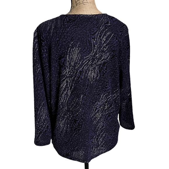 Allison Daley Black Purple Blouse Petite L - Picture 8 of 16